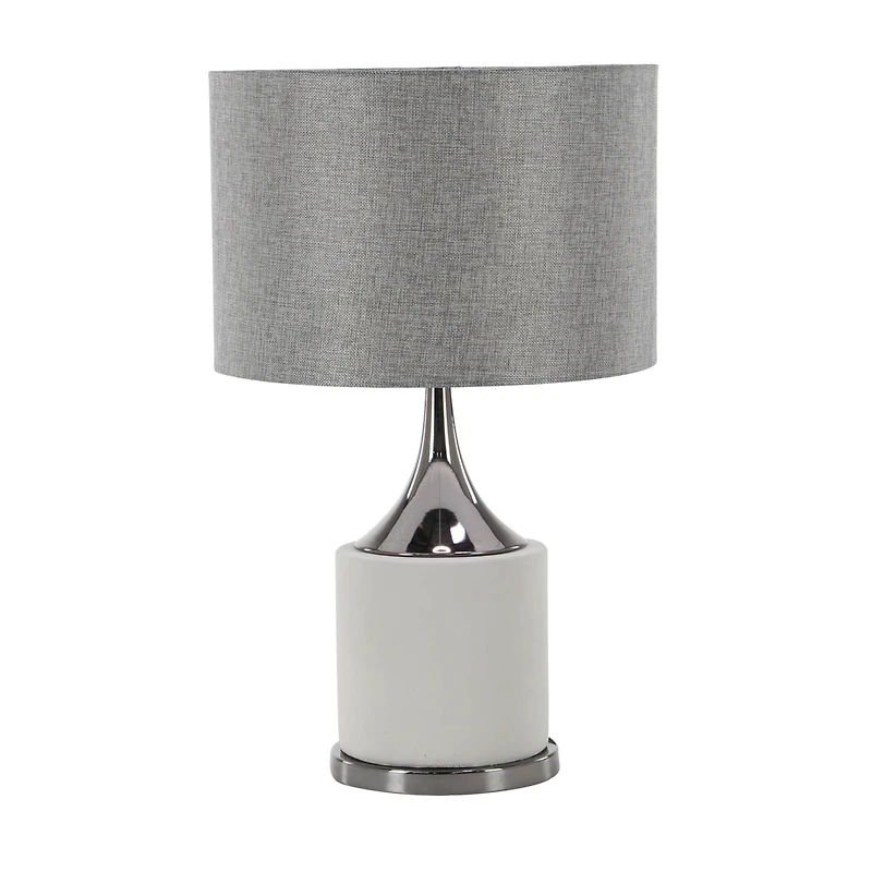 Grey Metal Traditional Table Lamp, 24" x 15" x 15"