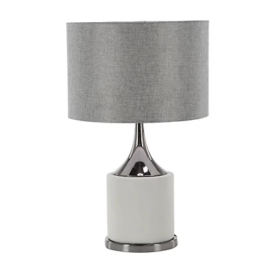 Grey Metal Traditional Table Lamp, 24" x 15" x 15"