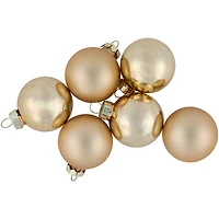 10ct. 1.75" Champagne Gold Shiny and Matte Glass Christmas Ball Ornaments
