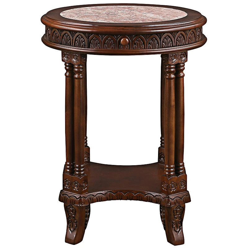 Design Toscano 2ft. Balfour Colonnade Marble-Topped Hardwood Side Table