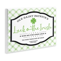 Stupell Industries Saint Patrick's Luck o'the Irish Sign Green Plaid Wall Plaque Art
