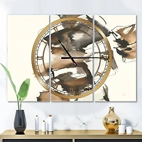 Designart Gold Glam Squares II Modern 3 Panel Wall Clock