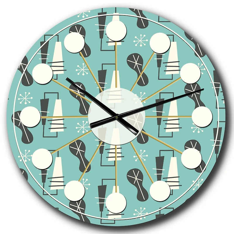 Designart 1950 Retro Pattern II Mid-Century Modern Wall Clock