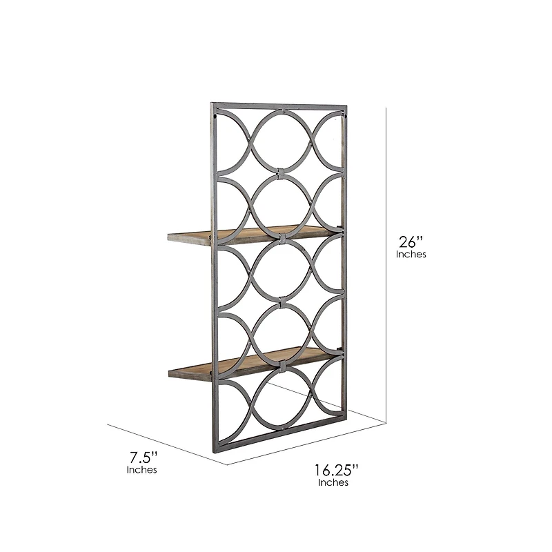 16.25" Wood & Metal Hanging Shelf Rack