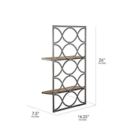 16.25" Wood & Metal Hanging Shelf Rack