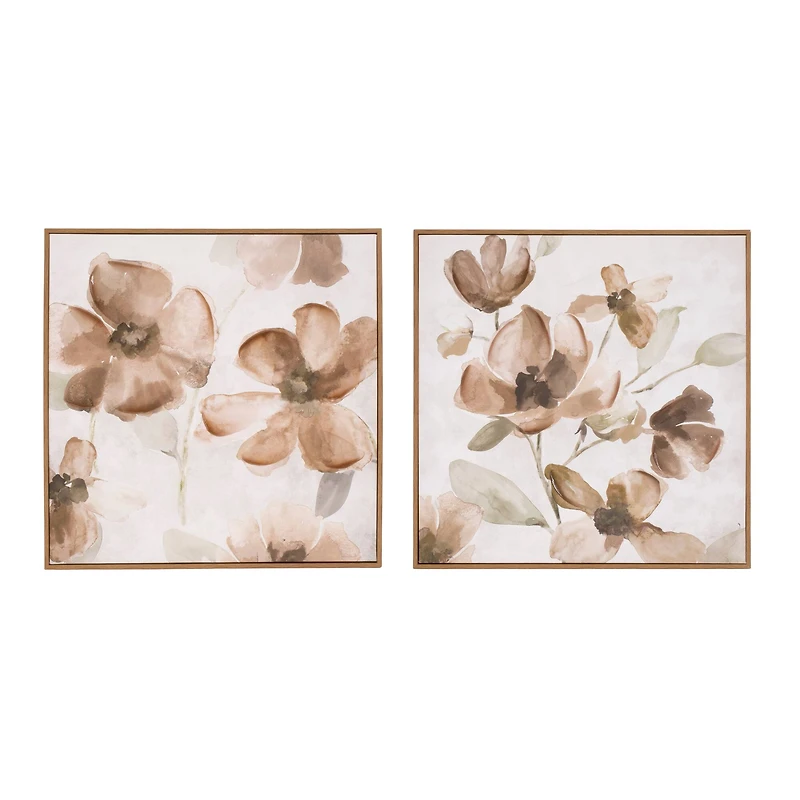 Melrose Wood Floral Block Plaque (Set of 2)