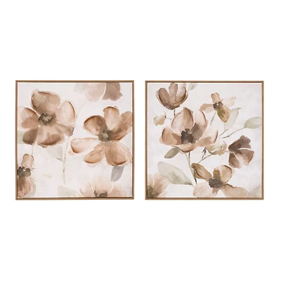 Melrose Wood Floral Block Plaque (Set of 2)