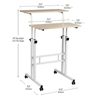 Mind Reader Woodland Collection White Adjustable Mobile Sit & Stand Laptop Desk