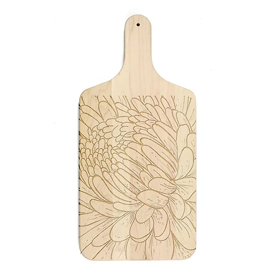 8" x 17" Floral Etching Maple Paddle Cutting Board