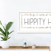 Hippity Hoppity Gray 12" x 36" White Framed Print Under Plexiglass