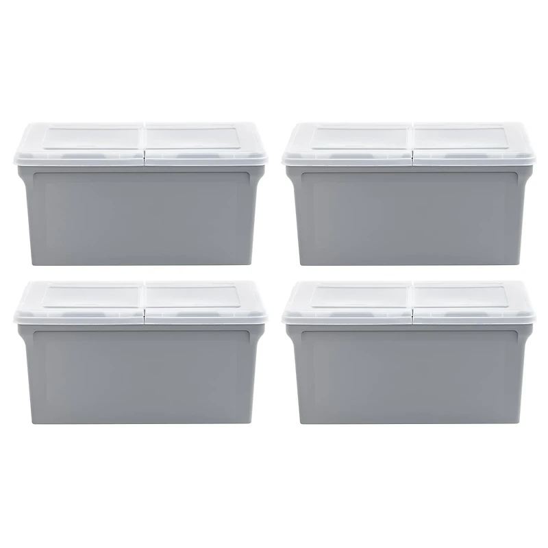 Iris® Gray Split-Lid Letter Size File Box, 4 Pack
