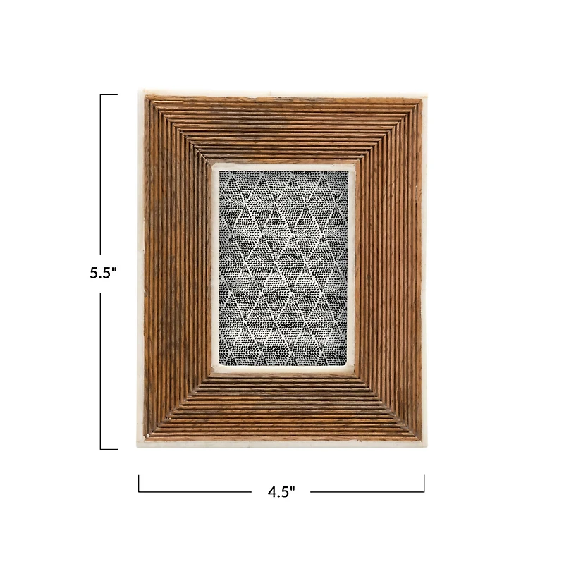 Hello Honey® Hand-Carved Mango Wood 3" x 4" Tabletop Frame with Bone Border