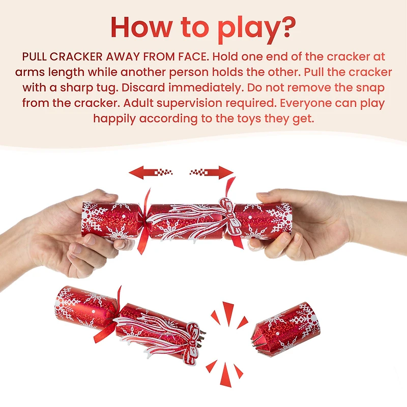 Glitzhome® 12PK 1.25"D x 10"H Christmas Snowflake with Bow Party Cracker with Gift Contents