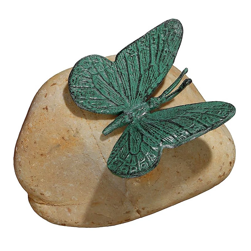 Design Toscano 6" Emerald Verde Butterfly on Rock Statue