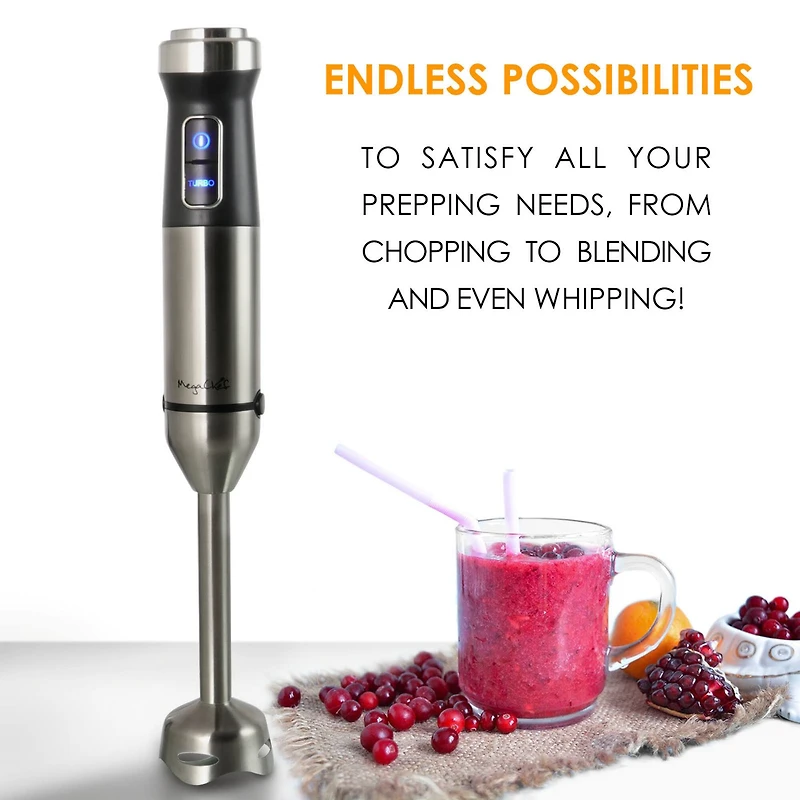MegaChef 4 in 1 Multipurpose Immersion Hand Blender With Speed Control & Accessories