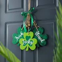 Glitzhome® 18.5" St. Patrick's Wooden Shamrock Door Hanger