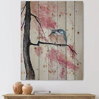 Designart - Two Kingfisher Birds Sit On A Flowering Branch