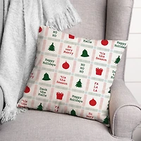 Xmas Icon Grid Pattern 18" x 18" Spun Poly Pillow