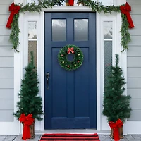 17" Green Tinsel Artificial Christmas Wreath with Bow