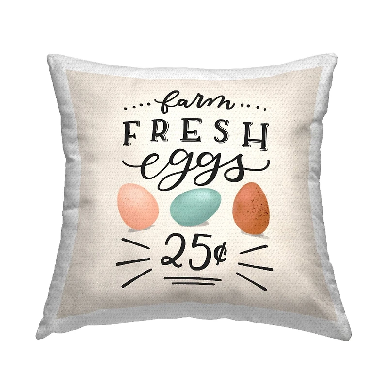 Stupell Industries Farm Fresh Eggs Easter Sign, Farm Fresh Eggs Easter Sign Outdoor Printed Pillow