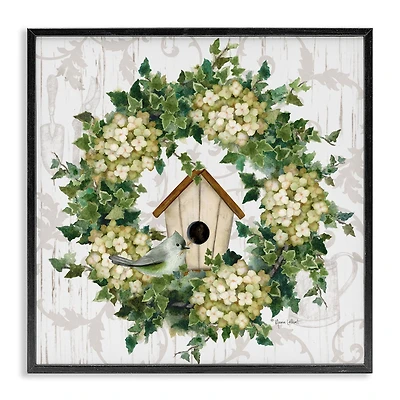 Stupell Industries Spring Birdhouse Wreath Framed Giclee Art