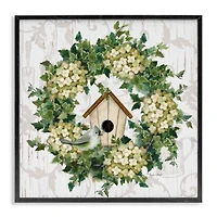 Stupell Industries Spring Birdhouse Wreath Framed Giclee Art