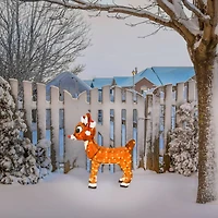 ProductWorks Rudolph 3ft. 3D Pre-Lit Rudolph with Santa Hat Yard Art