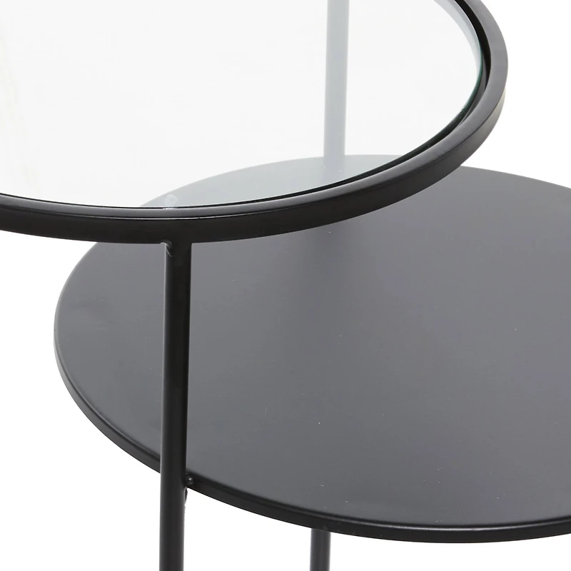 23" Black Modern Metal Accent Table