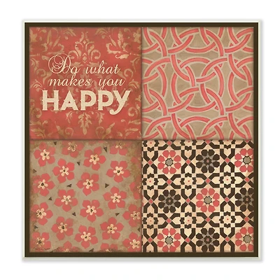 Stupell Industries Do What Makes You Happy Vintage Red Patterns,12" x 12"