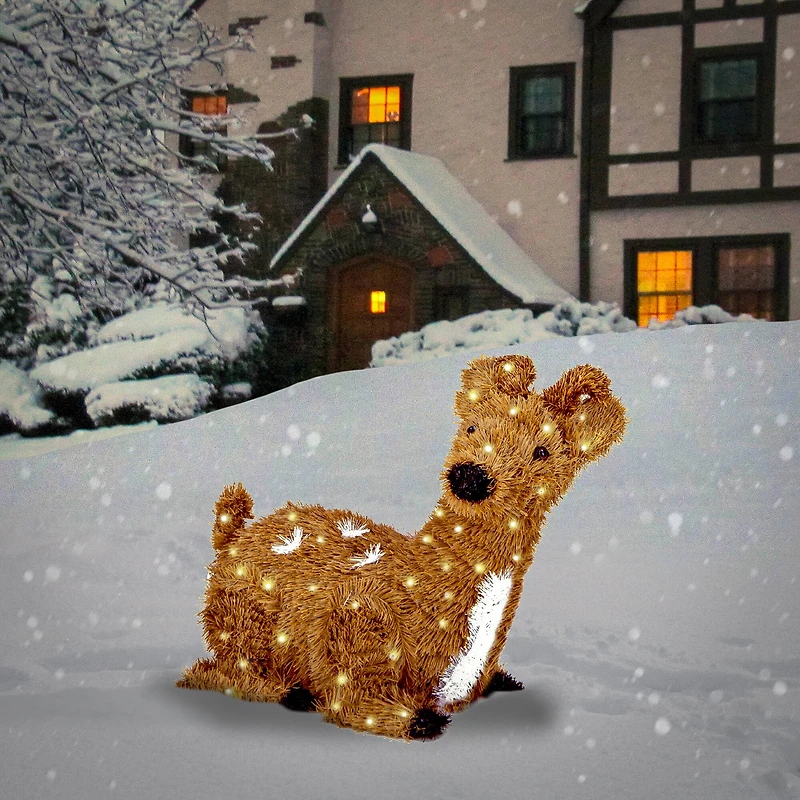 2ft. Brown Resting Reindeer with 100 Clear Lights
