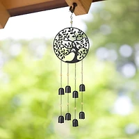 Glitzhome® Matte Black Metal Tree of Life Windchime with Bells