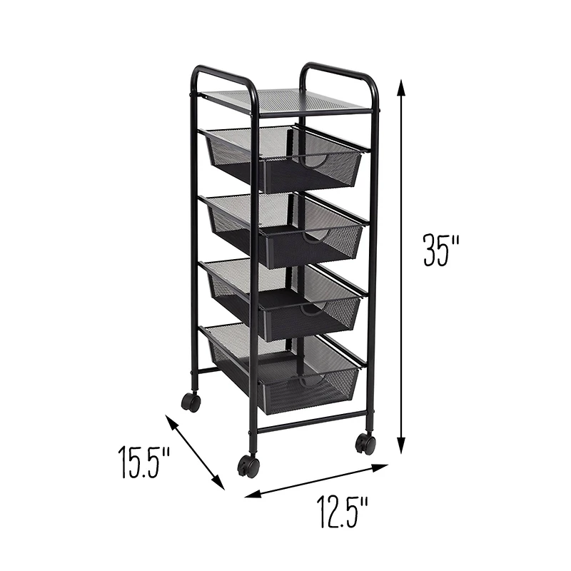 Honey Can Do Black 4-Drawer Rolling Cart