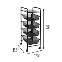 Honey Can Do Black 4-Drawer Rolling Cart