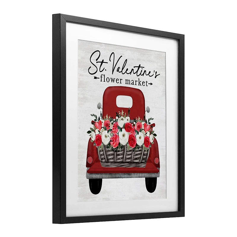 Stupell Industries St. Valentine's Flower Market Truck Framed Print Under Glass Wall Art