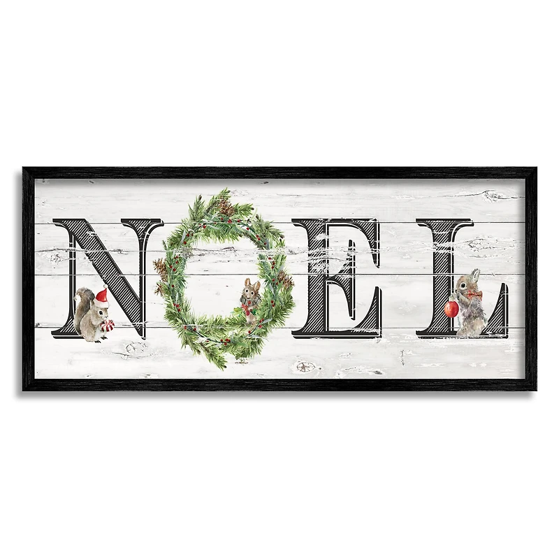 Stupell Industries Woodland Animal Noel Sign Framed Giclee Art