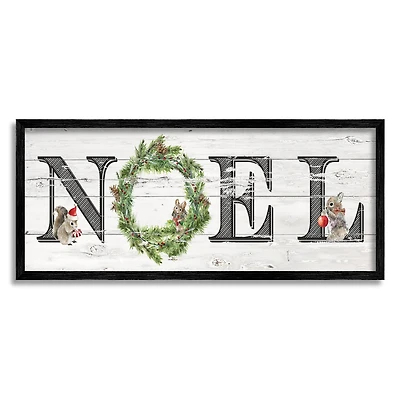 Stupell Industries Woodland Animal Noel Sign Framed Giclee Art