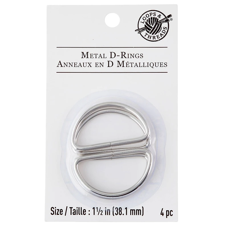 12 Packs: 4 ct. (48 total) 1.5" Metal D-Rings by Loops & Threads™