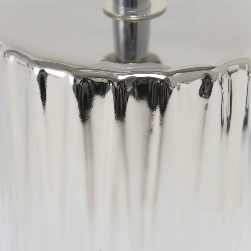 Simple Designs 11.5" Ruffled Metallic Chrome Capsule Table Lamp