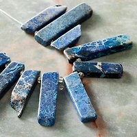 12 Pack: Blue Dyed Imperial Jasper Stick Beads by Bead Landing™