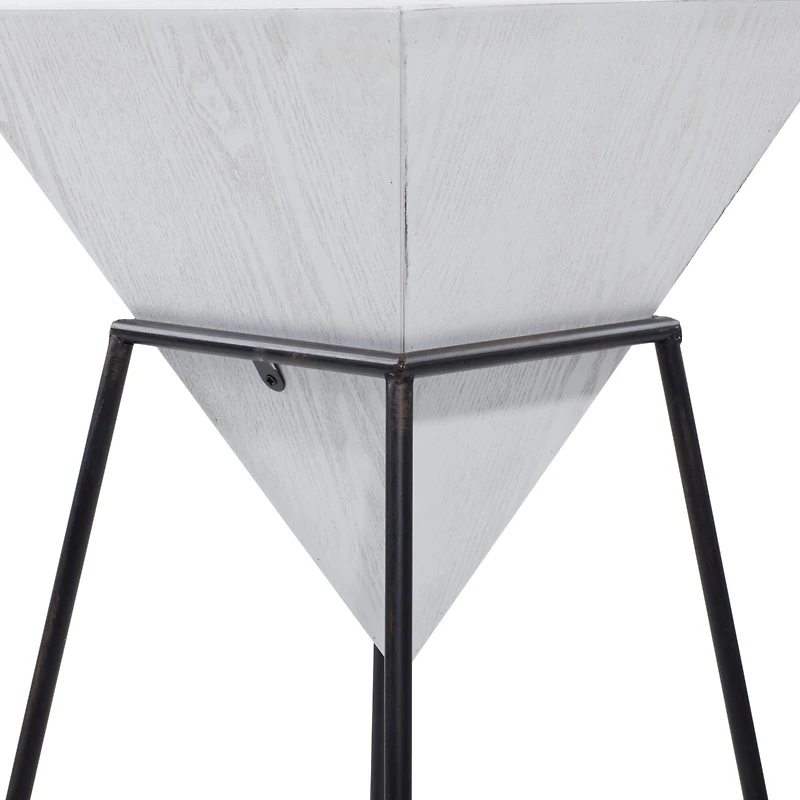 2ft. White Metal and Wood Modern Accent Table