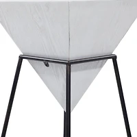 2ft. White Metal and Wood Modern Accent Table