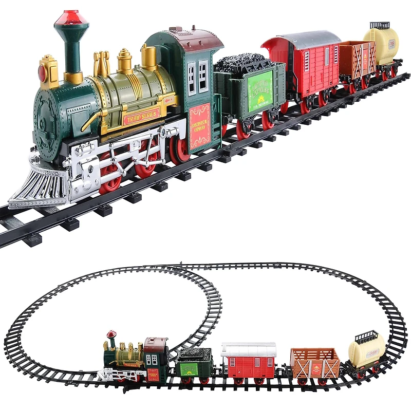 16-Piece Battery Operated Lighted and Animated Continental Express Train Set with Sound