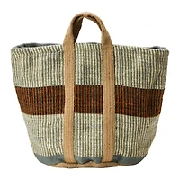 Hello Honey® 24" Rust Striped Woven Jute Tote with Liner