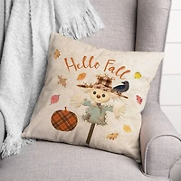 Hello Fall Scarecrow Throw Pillow