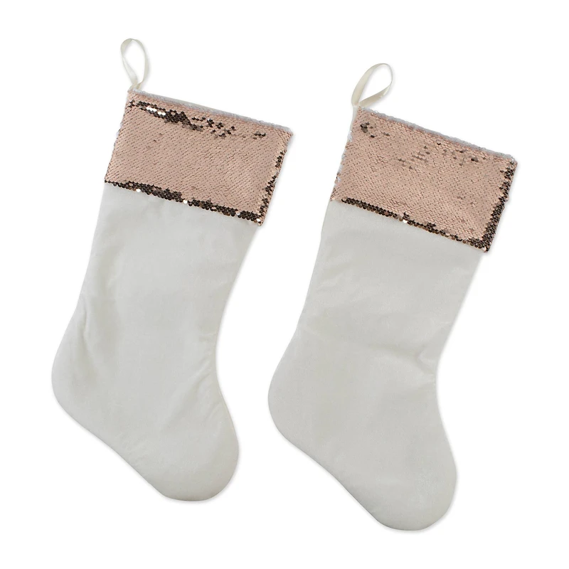 DII® Cream Sequin Velvet Holiday Stocking Set