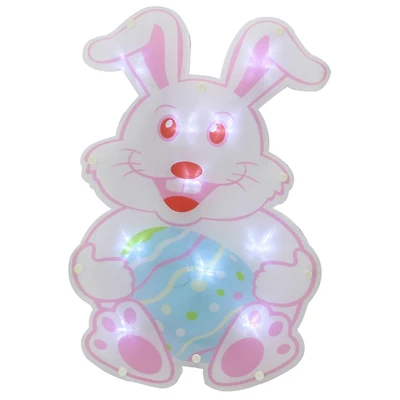 14" Pink & White LED Lighted Easter Bunny Window Silhouette