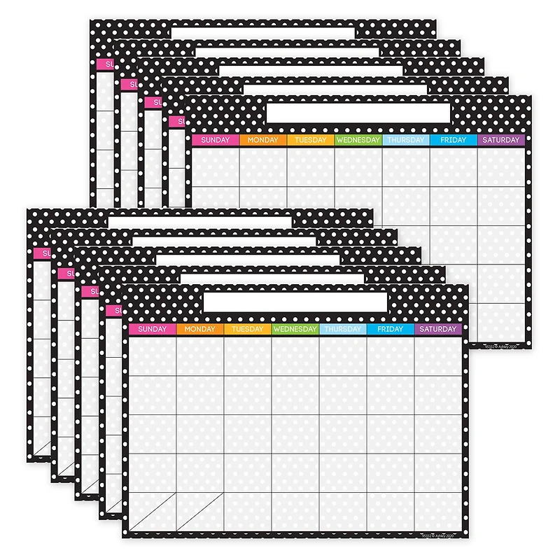 Ashley Productions Smart Poly® PosterMat Pals Space Savers Black & White Dots Calendar, 10ct.