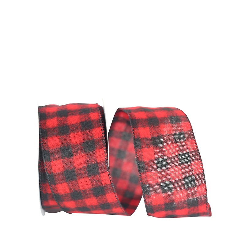 Reliant 2.5" x 10yd. Red Buffalo Plaid Wired Ribbon