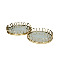 Gold Contemporary Tray, Set of 2" 16", 14"
