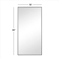 Black Contemporary Wall Mirror, 18" x 1" x 36"
